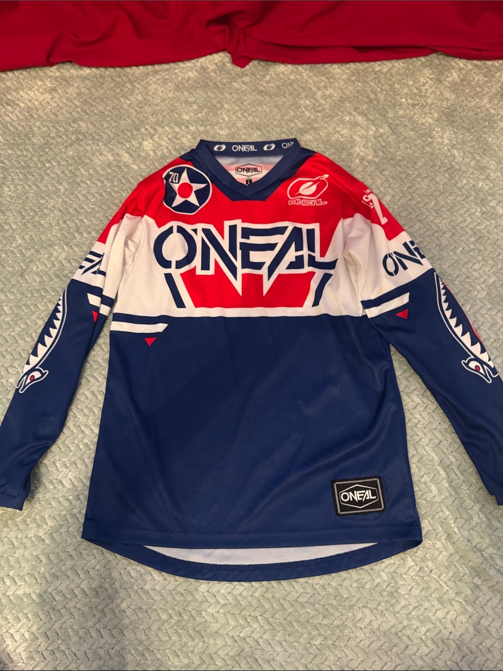 O'Neill Boys Long Sleeve Red White Blue Graphic Tee